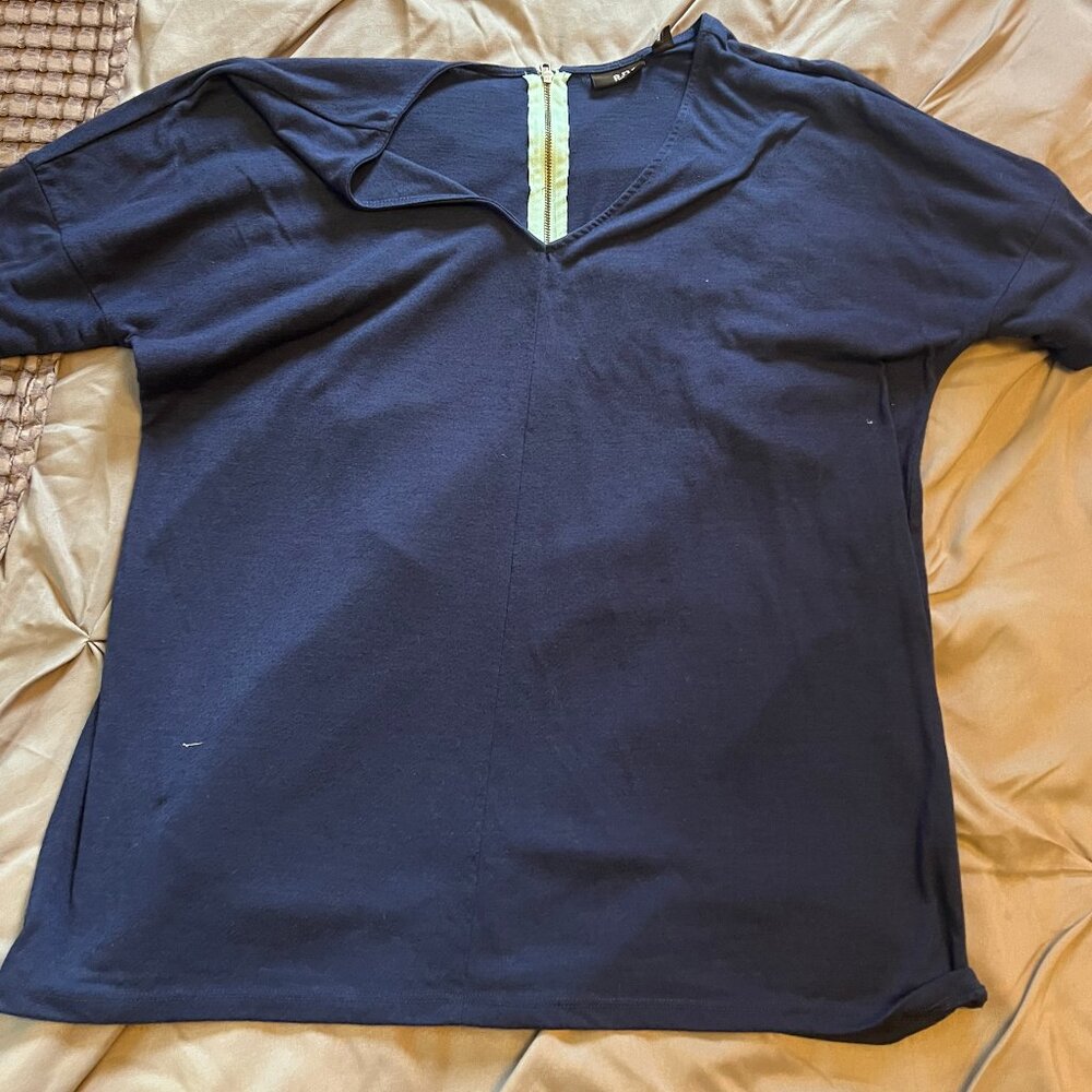 a.n.a. a new approach L navy short sleeve top